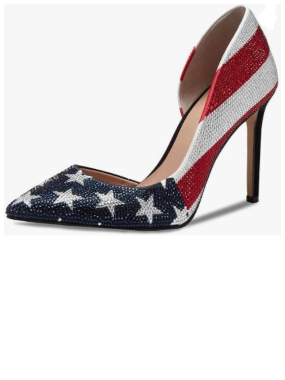 Maiyang National Flag Studded Rhinestones Pointed Toe High Heels D'Orsay Pumps
